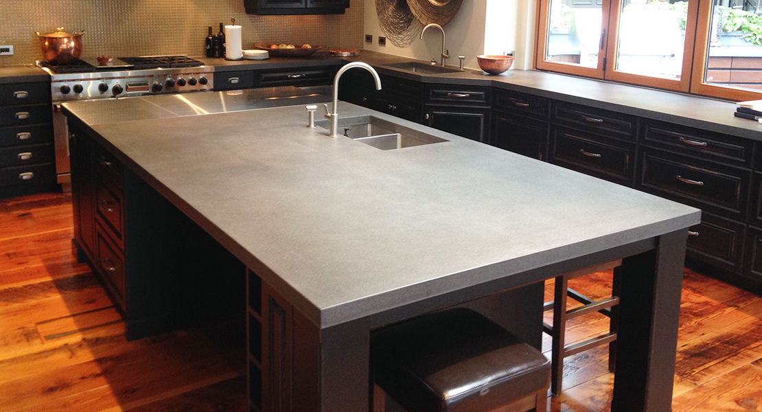 Sleek concrete counters were some of the first projects that Worman Commercial enlisted Versatile Concrete’s help with.